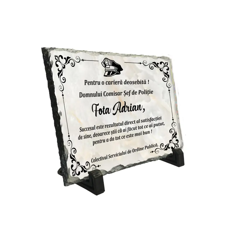 Pentru o cariera deosebita, piatra ardezie personalizata, cu mesaj model, pap005